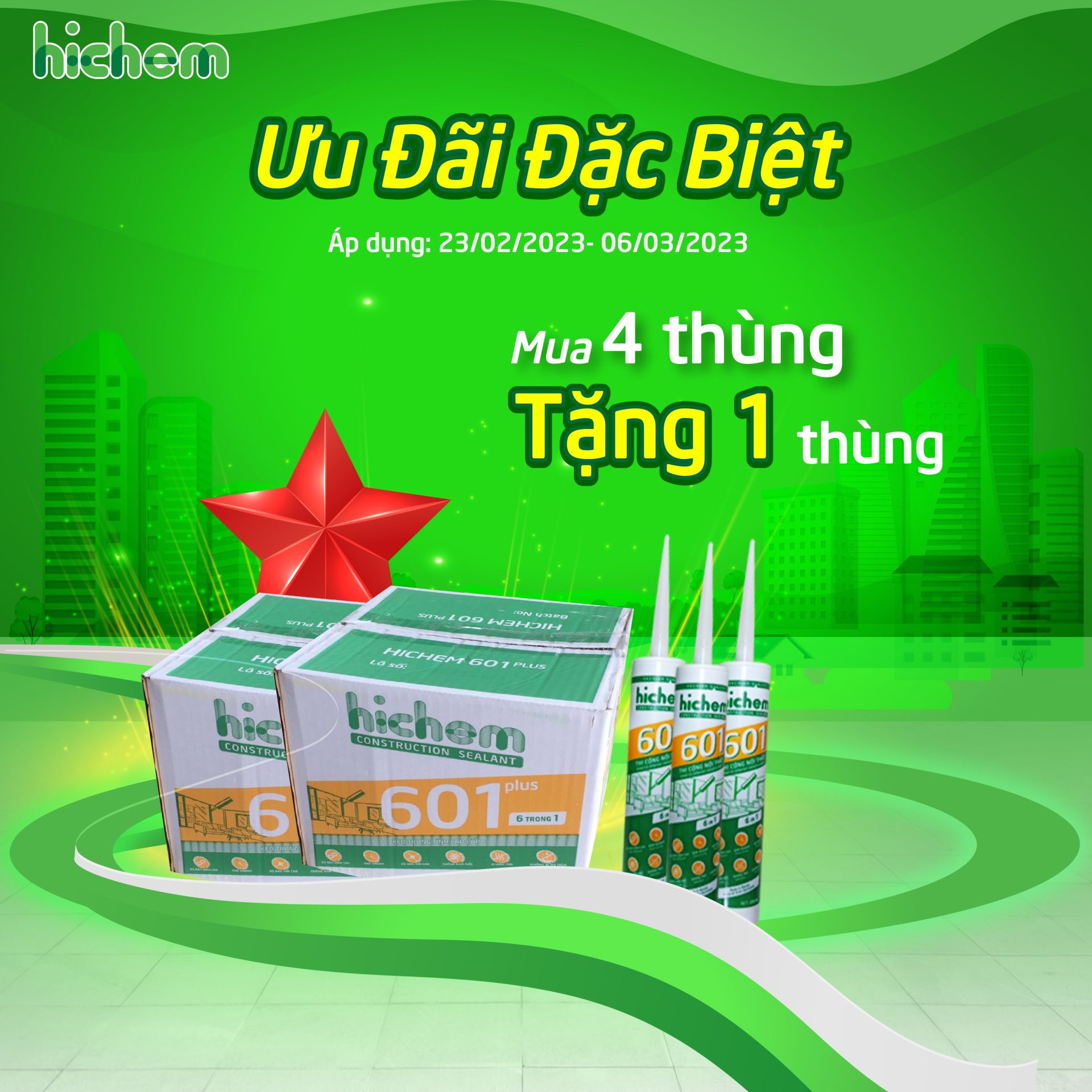 Thông báo CTKM ƯU ĐÃI ĐẶC BIỆT - MUA 4 TẶNG 1 - DÀNH CHO SILCONE 601